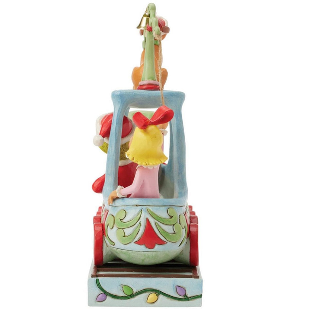 Estatua del Dr. Seuss Grinch, Cindy y Max en un tren: Por Jim Shore.