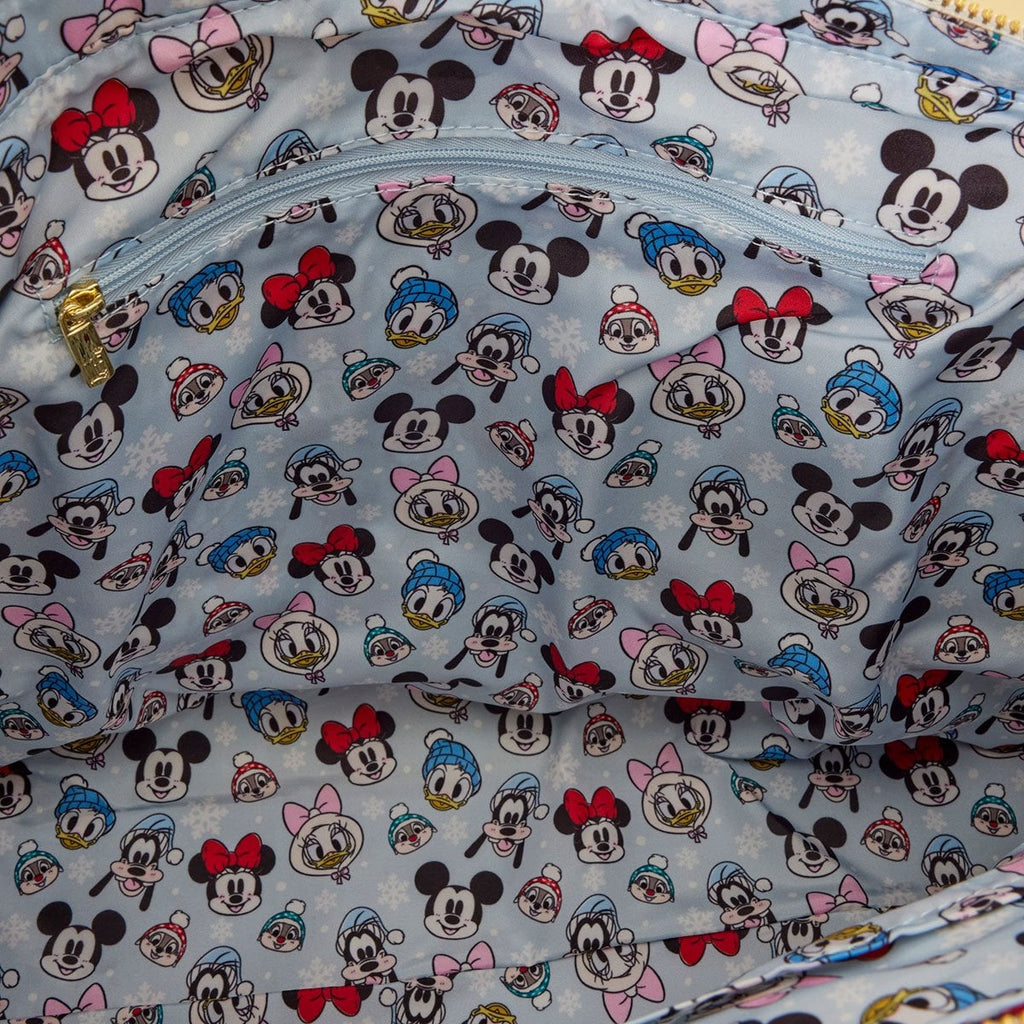 Bolso de mano navideño de Mickey Mouse y sus amigos con nieve