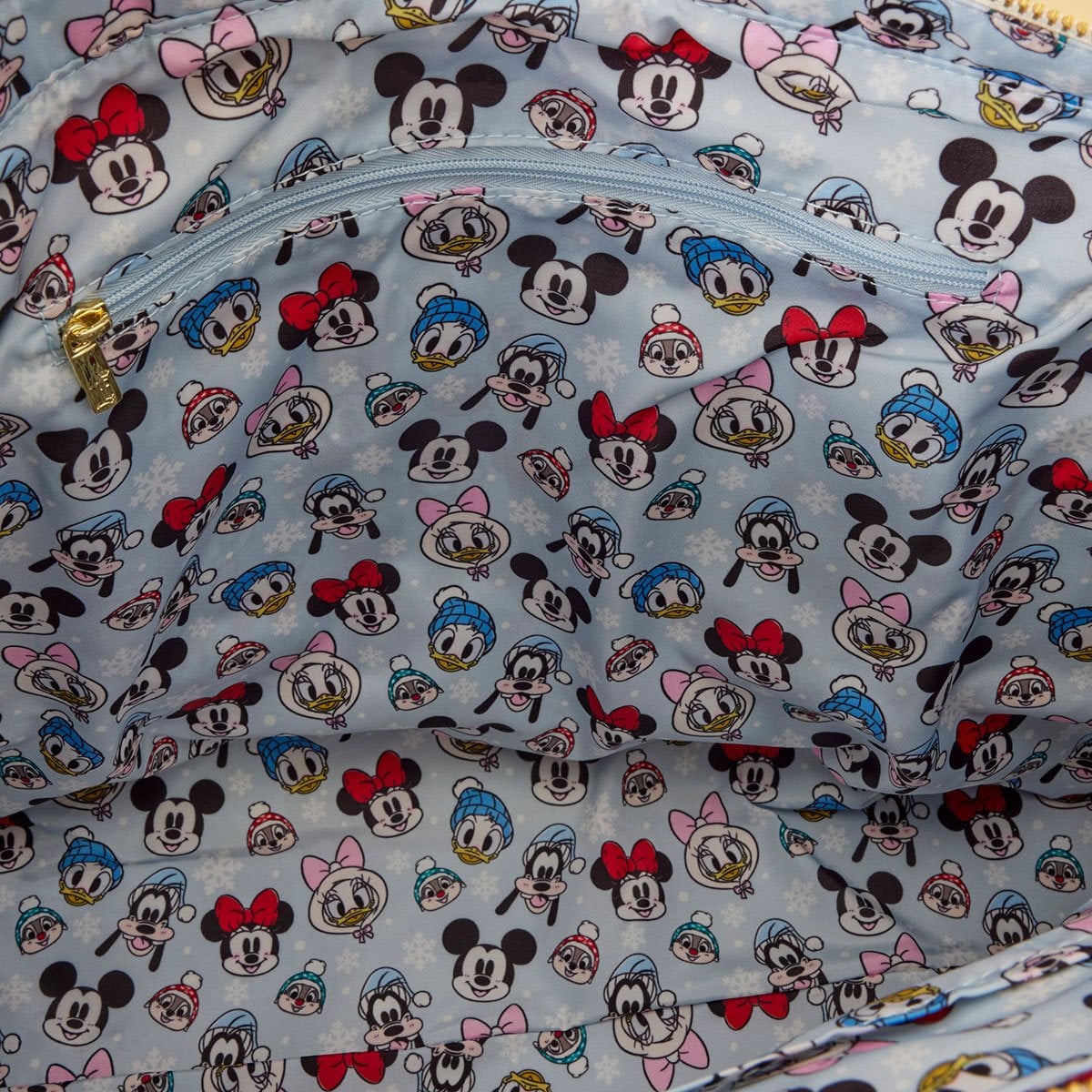 Bolso de mano navideño de Mickey Mouse y sus amigos con nieve