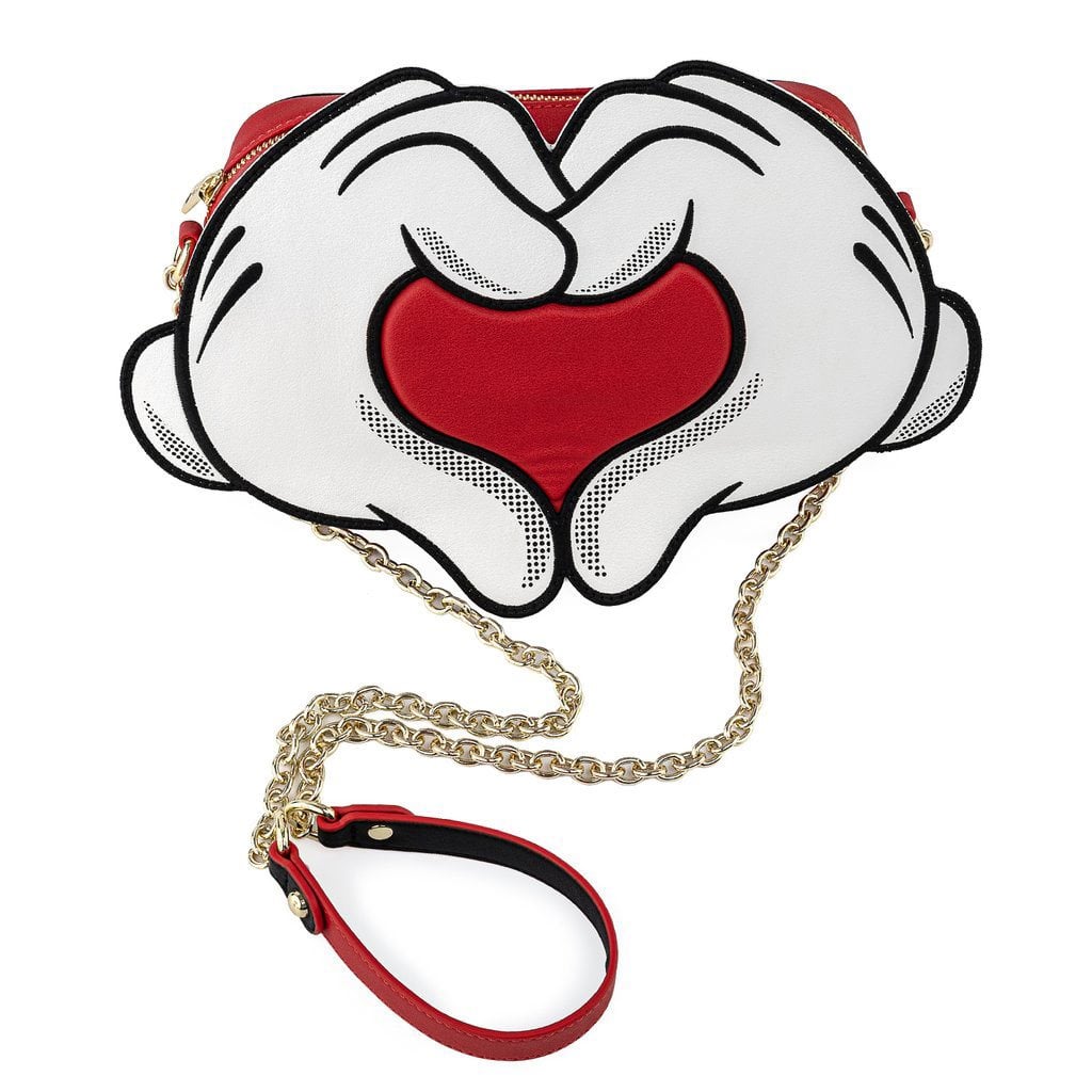 Bolso bandolera con estampado de manos de corazón de Mickey Mouse